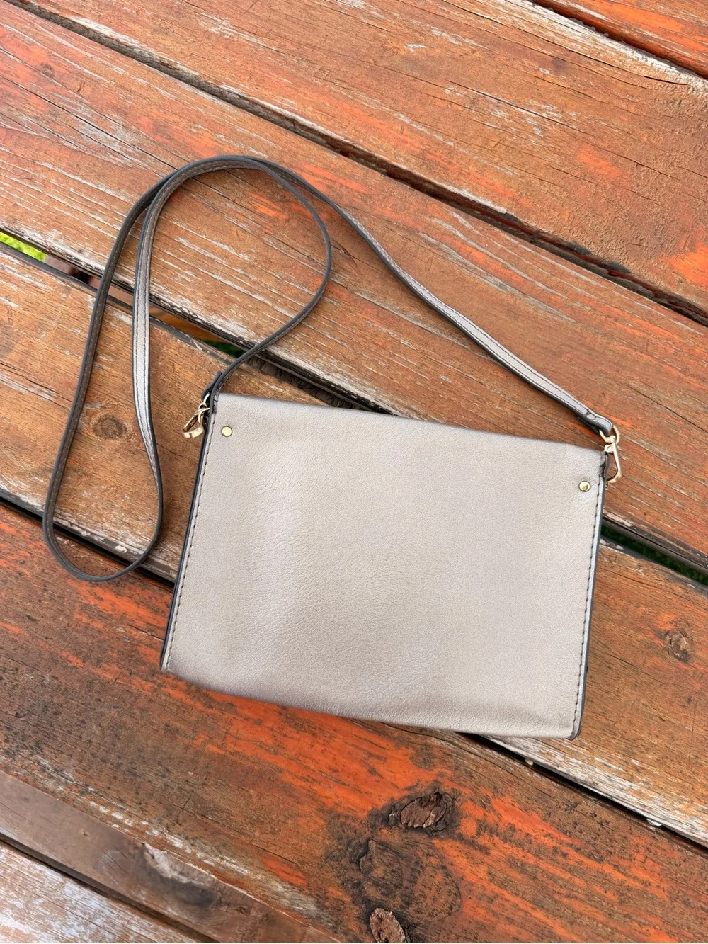 summer & rose Taupe Crossbody Bag with Gold Hardware